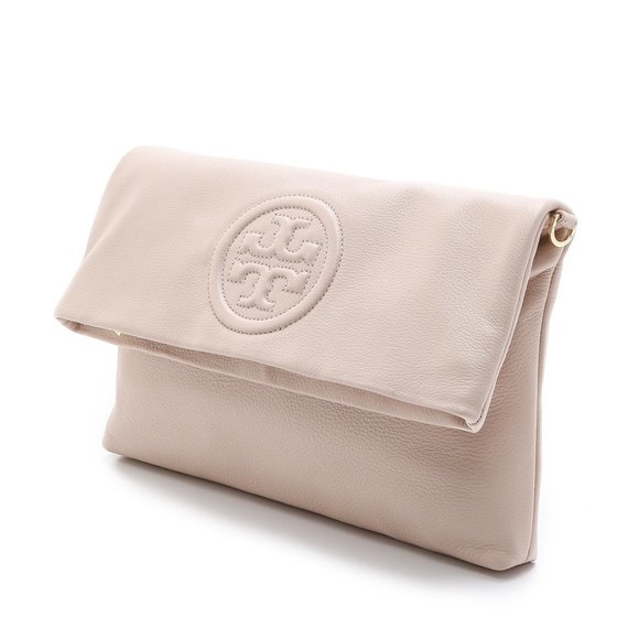 Tory Burch Handbags - Tory Burch 'Bombe' Foldover Clutch - Light Oak